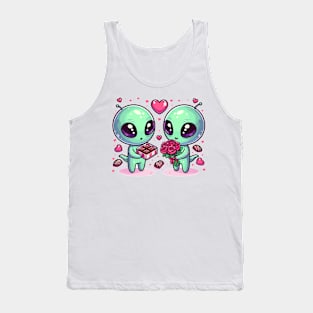 Cosmic Love: Aliens Sharing Earthly Affection Tank Top